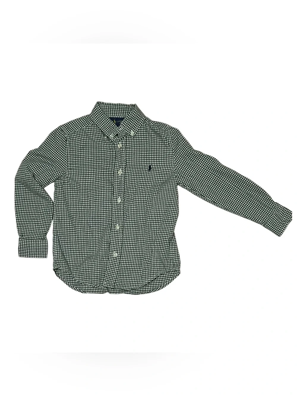 Ralph Lauren Green & White Gingham Button-Down Shirt Boys Size 5